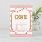 Invitation au premier anniversaire rose et or (Debout devant)