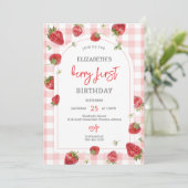 Invitation au premier anniversaire Strawberry Berr (Debout devant)