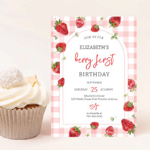 Invitation au premier anniversaire Strawberry Berr