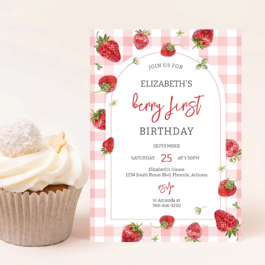 Invitation au premier anniversaire Strawberry Berr