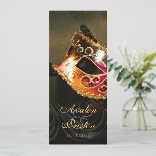 Invitation au programme de mariage mascarade d'or (Debout devant)