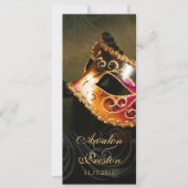 Invitation au programme de mariage mascarade d'or (Devant)