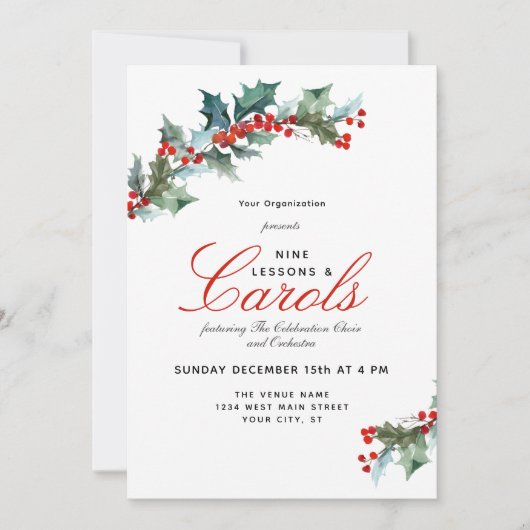 Invitation au programme des Leçons et Carols Éléga (Devant)