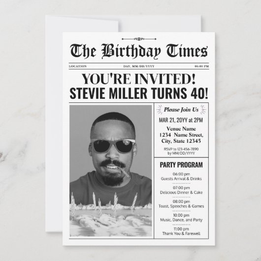 Invitation au programme du journal du 40e annivers (Devant)