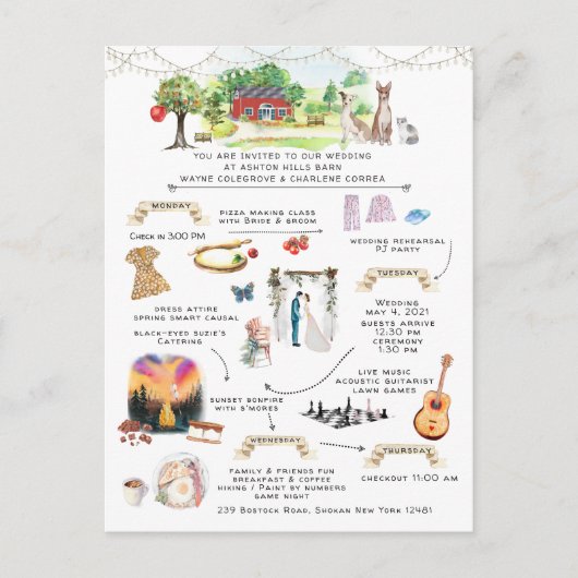 Invitation au programme du week-end du mariage à A (Devant)