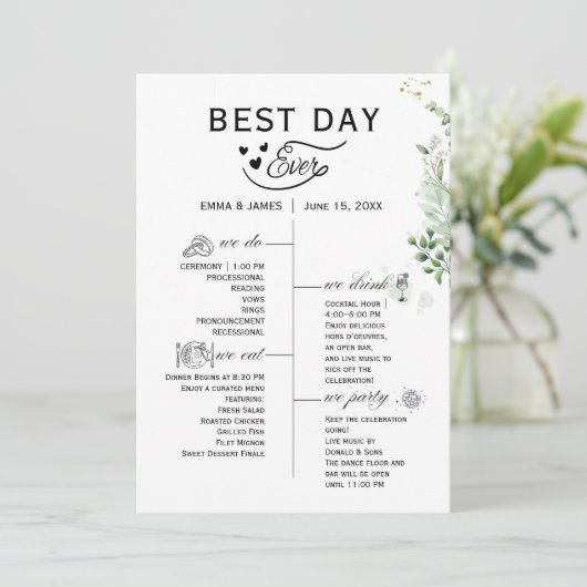 Invitation au programme Greenery Best Day Ever (Debout devant)