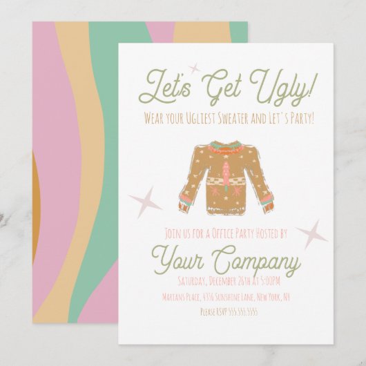 Invitation au pull moche de la fête de Noël rétro (Devant / Derrière)