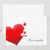 invitation au puzzle en forme de coeur d'amour (Devant / Derrière)