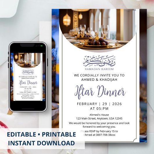 Invitation au Ramadan Iftar avec un cadre de table