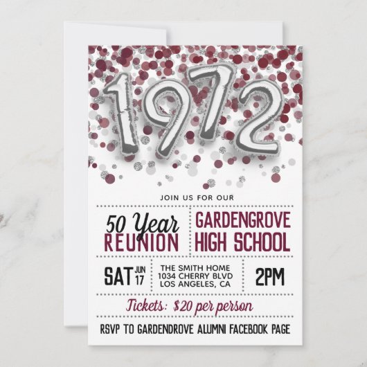 Invitation au rassemblement des anciens du lycée e (Devant)