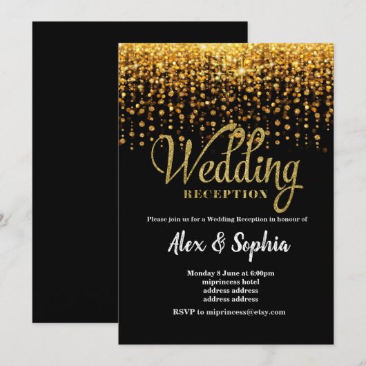 Invitation au réception de mariage, paillettes (Devant / Derrière)