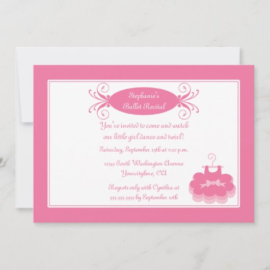 Invitation au récital de danse de la petite fille (Devant)
