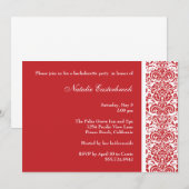 Invitation au Red Damask Bachelorette Party (Devant / Derrière)