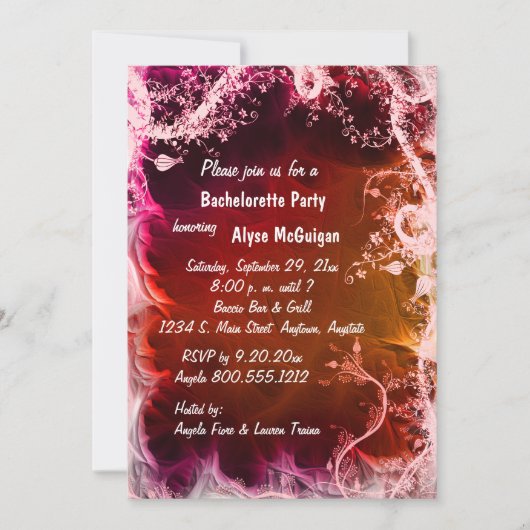 Invitation au Red Fire Floral Bachelorette Party (Devant)