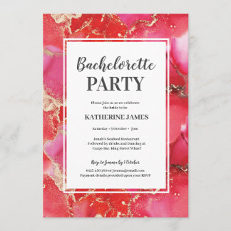 Invitation au Red Pink Gold Bachelorette Party