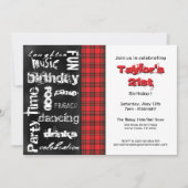 Invitation au Red Plaid and Grunge Chalkboard Part (Devant)