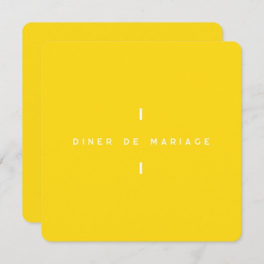 Invitation au repas de mariage - Colorus Jaune (Devant / Derrière)