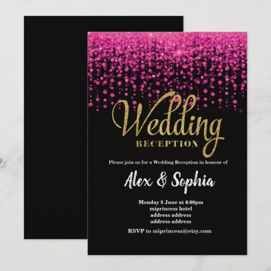 Invitation au repas de noces, paillettes (Devant / Derrière)
