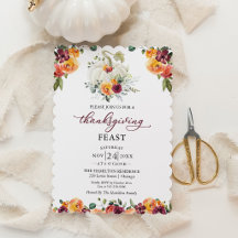 Invitation au repas de Thanksgiving à la citrouill