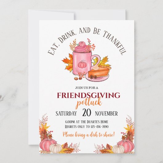 Invitation au repas-partage de Thanksgiving (Devant)
