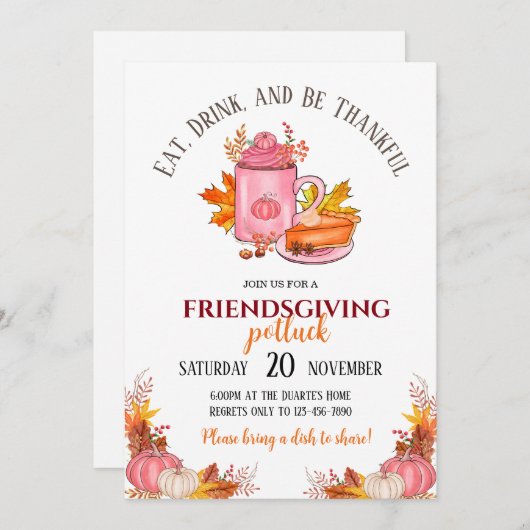 Invitation au repas-partage de Thanksgiving (Devant / Derrière)