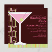 Invitation au Retro Pink Martini Bachelorette Part (Devant / Derrière)