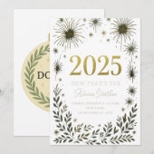 Invitation au réveillon du Nouvel An – Luxe Noir & (Devant / Derrière)