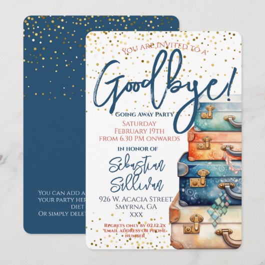 Invitation Au revoir à la fête (Devant / Derrière)