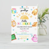 Invitation au revoir Summer Bonjour école Retour à la fête sc (Debout devant)