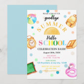 Invitation au revoir Summer Bonjour école Retour à la fête sc (Devant / Derrière)