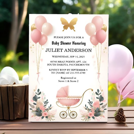 Invitation Au Rose Boho Gold Maman Chic Printemps Baby Girl D