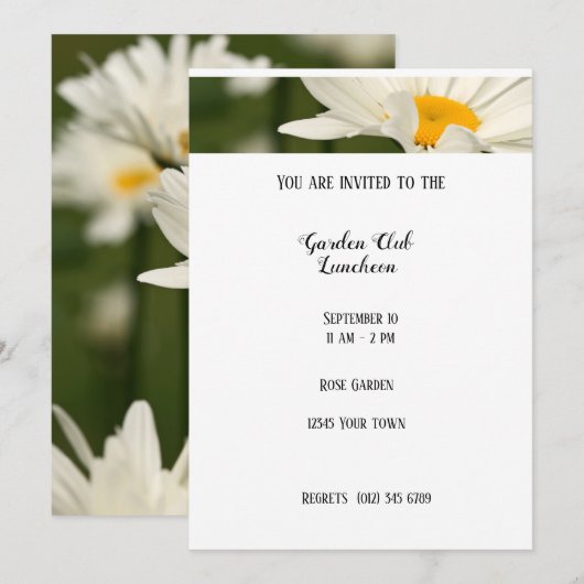 Invitation au Rose club de déjeuner du jardin (Devant / Derrière)