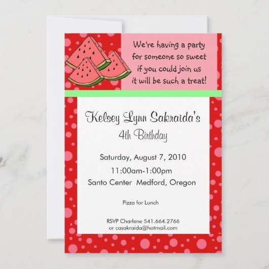 Invitation au rose rouge de la pastèque (Dos)