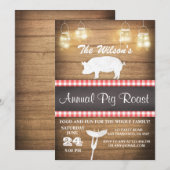 Invitation au rôti de cochon BBQ BaByQ Douche Bois (Devant / Derrière)