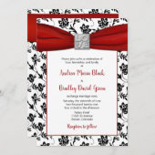 Invitation au ruban Damask & Red Satin (Devant / Derrière)