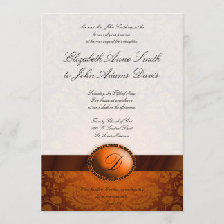Invitation au ruban de cuivre Mariage damassé