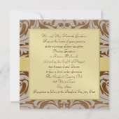 Invitation au ruban d'or Brown Damask Monogramme (Dos)