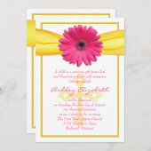 Invitation au ruban jaune rose Gerber Daisy (Devant / Derrière)