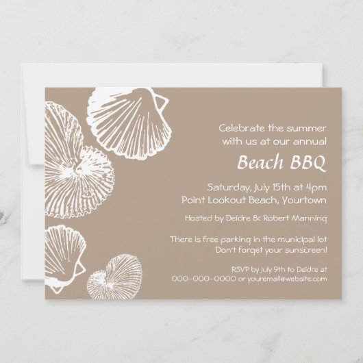Invitation au Seashell Beach Party (Devant)