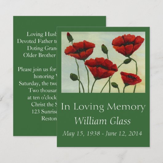 Invitation au service commémoratif (Devant / Derrière)