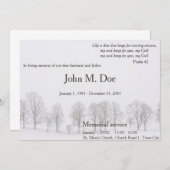 Invitation au service commémoratif avec arbres et  (Devant / Derrière)