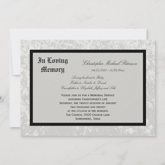 Invitation au service commémoratif — Conception cl (Devant)