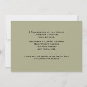 Invitation au service commémoratif, Papillon jaune (Dos)