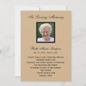 Invitation au service commémoratif - Tan avec phot (Devant)