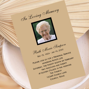 Invitation au service commémoratif - Tan avec phot