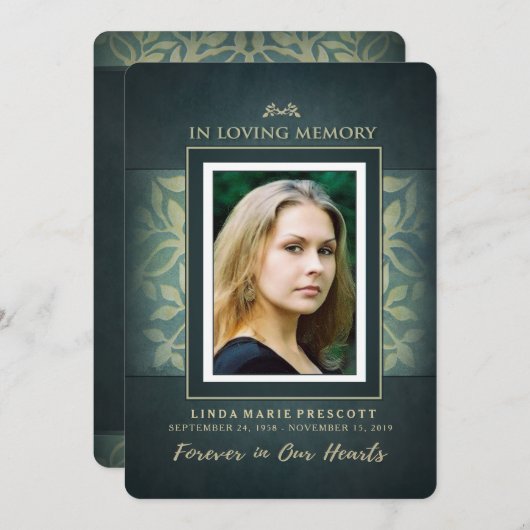 Invitation au service commémoratif turquoise et Go (Devant / Derrière)