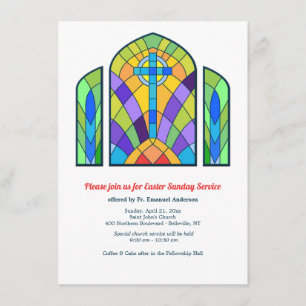 Invitation au service de l'église en verre coloré