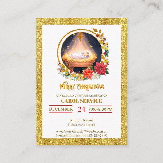 Invitation au service de Noël de chants de Noël (Devant)
