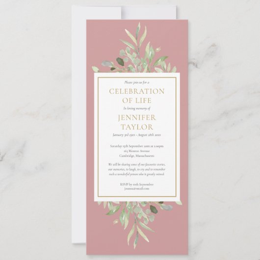 Invitation au service funéraire de célébration de (Devant)