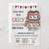 Invitation au shower bébé avec pull moche (Devant / Derrière)